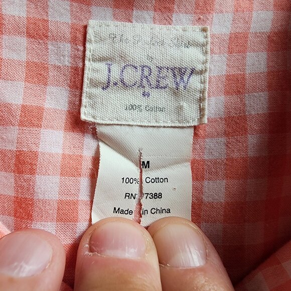 J.Crew Lightweight Peach/Cream Plaid Button Down Shirt Size Medium - Picture 9 of 16